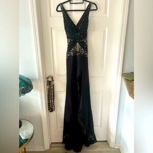 The Crow Collection Pageant Prom Formal Dress Crystal Beading Embroidery Slit